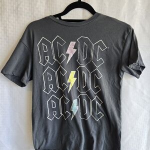 AC/DC Gray Short Sleeve Tee Iconic Band Logo